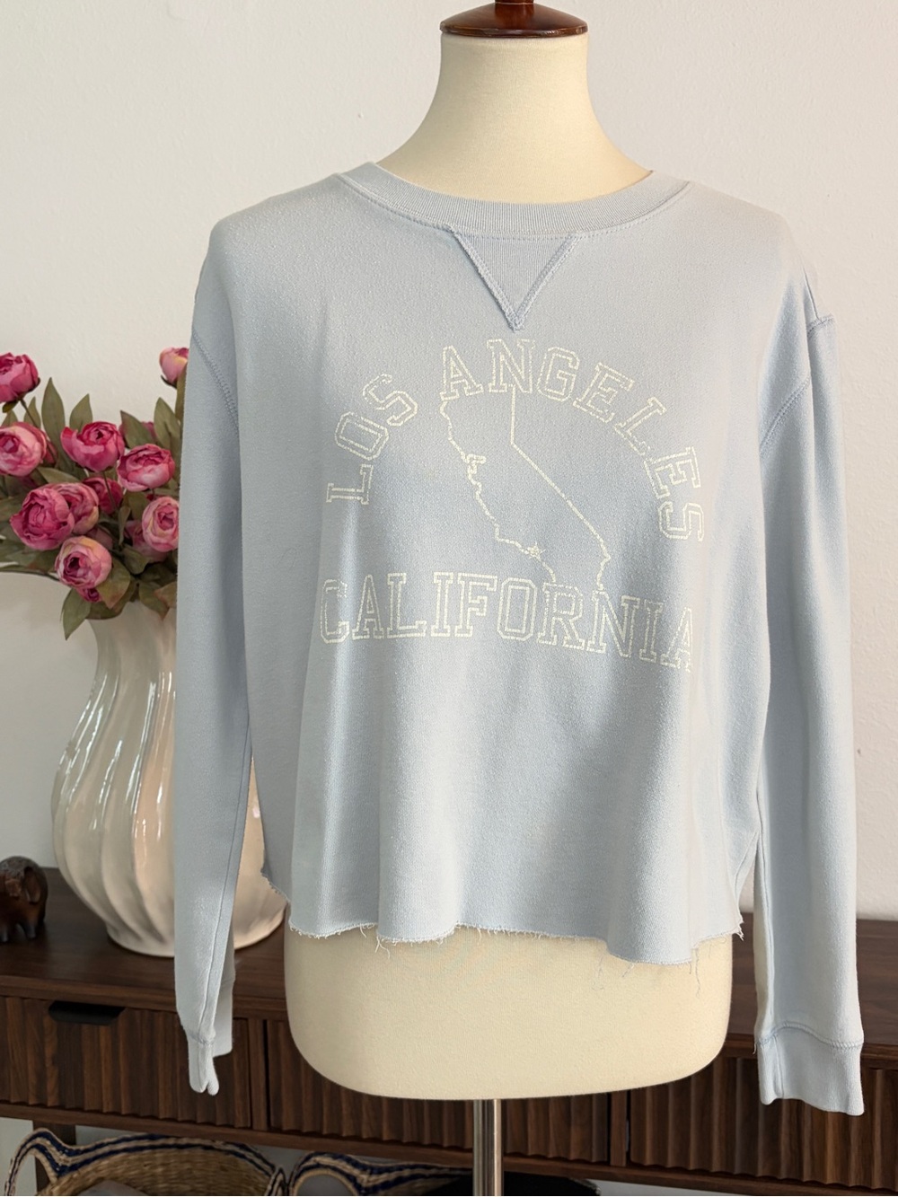 Denim & Supply Ralph Lauren Pale Blue Crewneck Sweatshirt Los Angeles Size Med